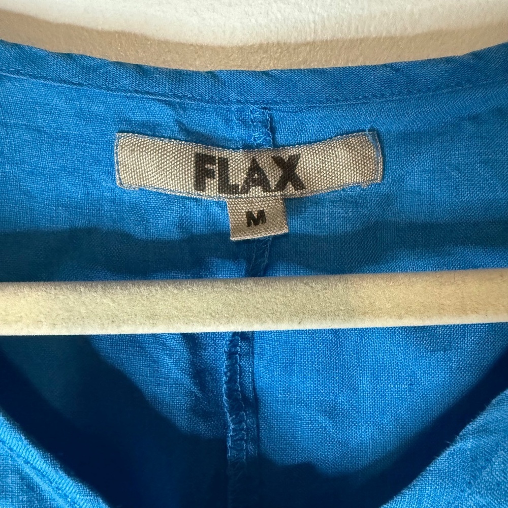 Flax Blue Button-Down Linen Tunic Shirt Marked M but fits like a Large‼️ - Picture 2 of 5